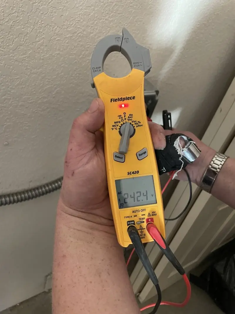 Voltage testing with clamp meter during Generator Installation in Merchantville